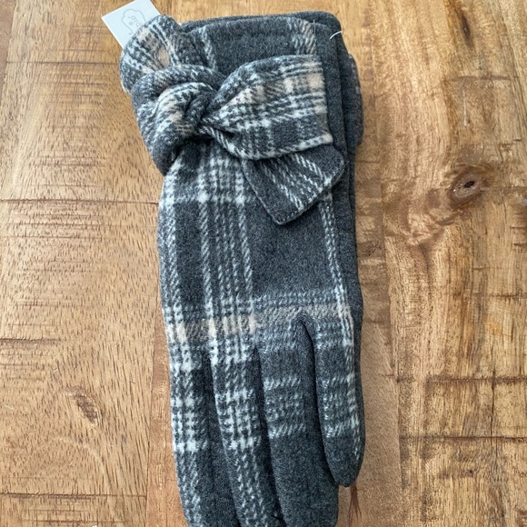 NWT Mudpie Gray Plaid Knot Warm Lined Glove Gift Set - Picture 4 of 6